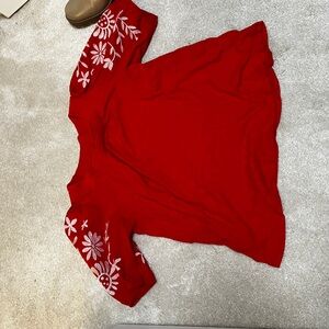 Red Floral Women's Top